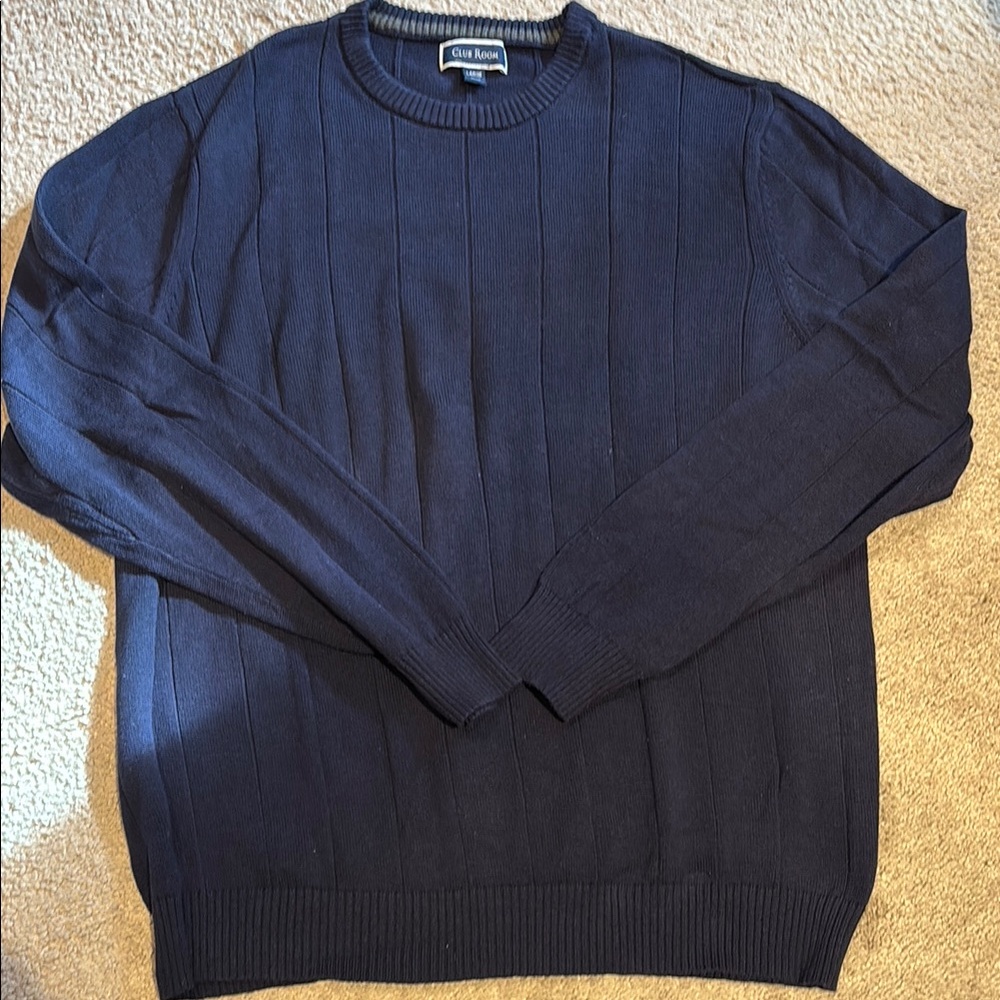 Club Room Blue Crewneck Sweater with Textured Knit